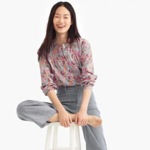 J. Crew Liberty London Arts Fabrics Colourful Paisley Partial Button Blouse XS